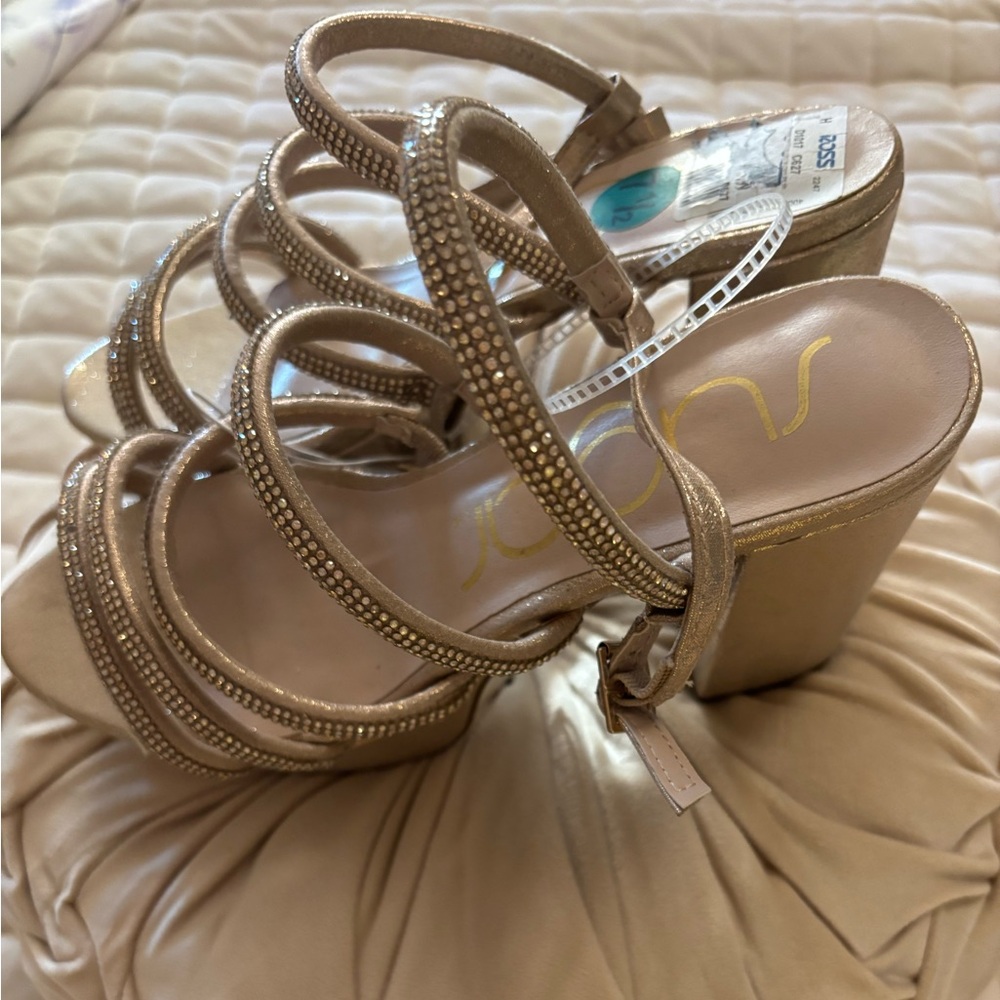 Gold Strappy Women's Heels